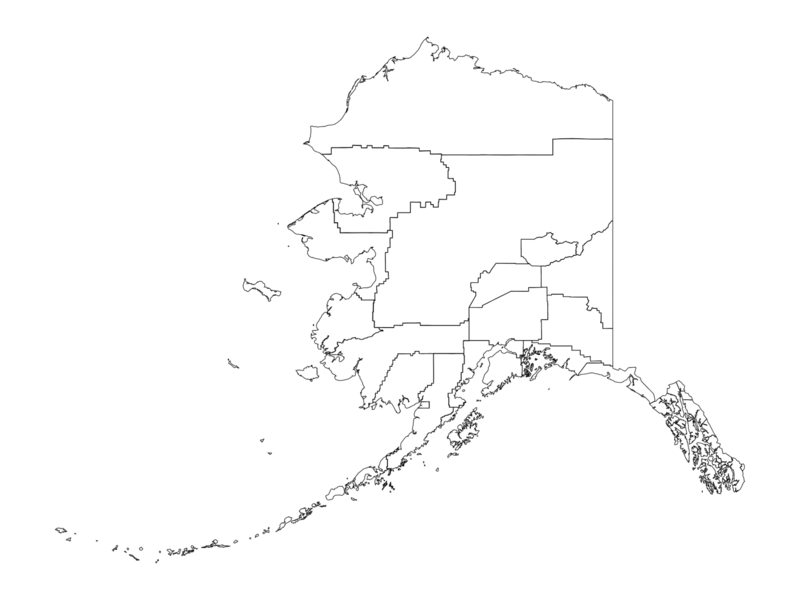 Printable Alaska State with County Outline · InkPx