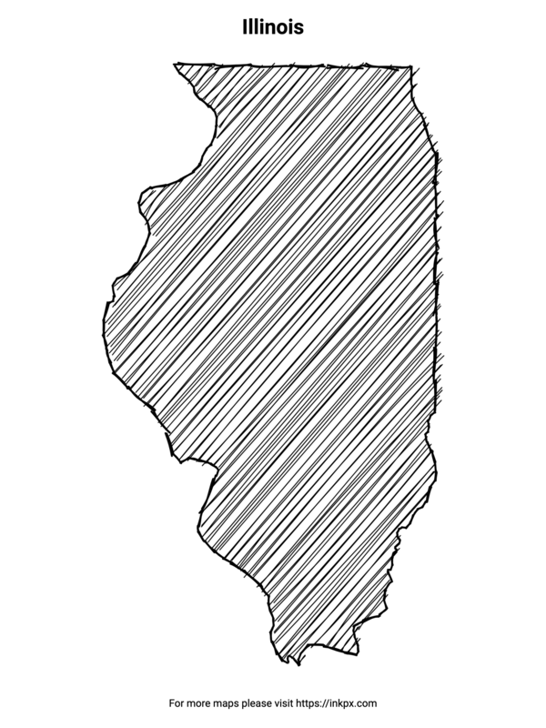 Printable Hand Sketch Illinois