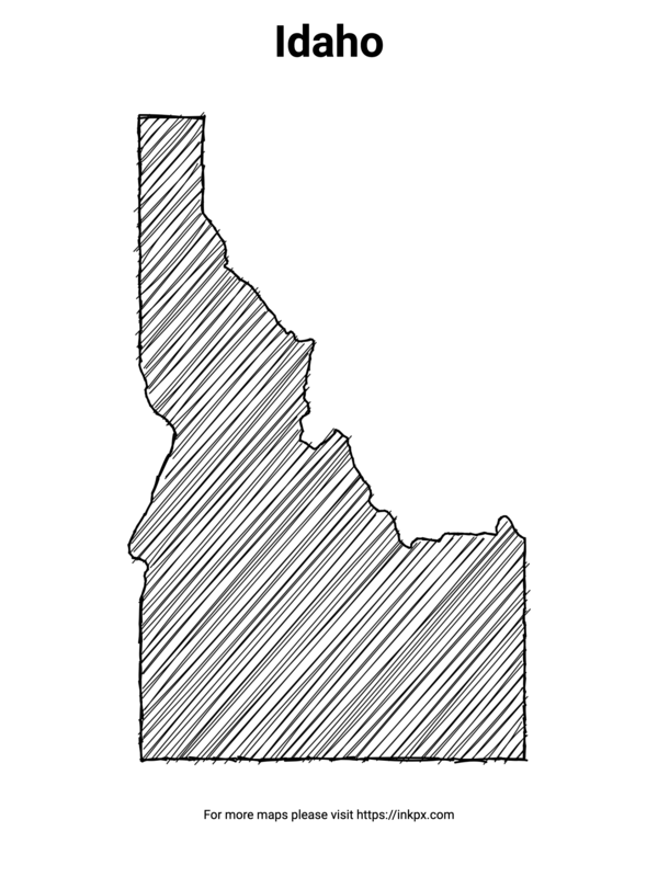 Printable Hand Sketch Idaho