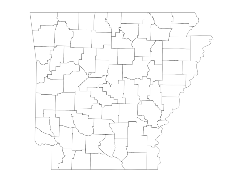 Printable Arkansas State with County Outline
