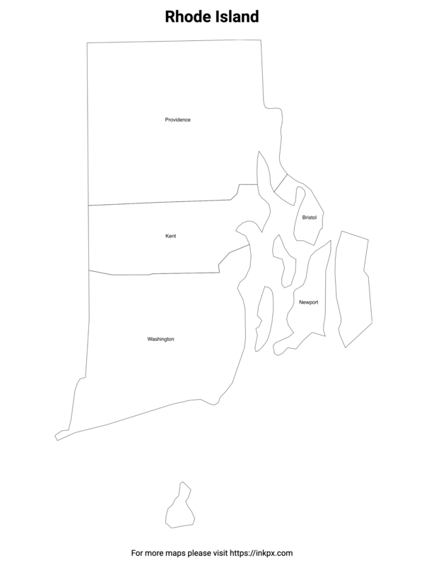 Printable Map of Rhode Island County with Labels