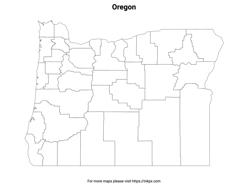 Printable Oregon State with County Outline