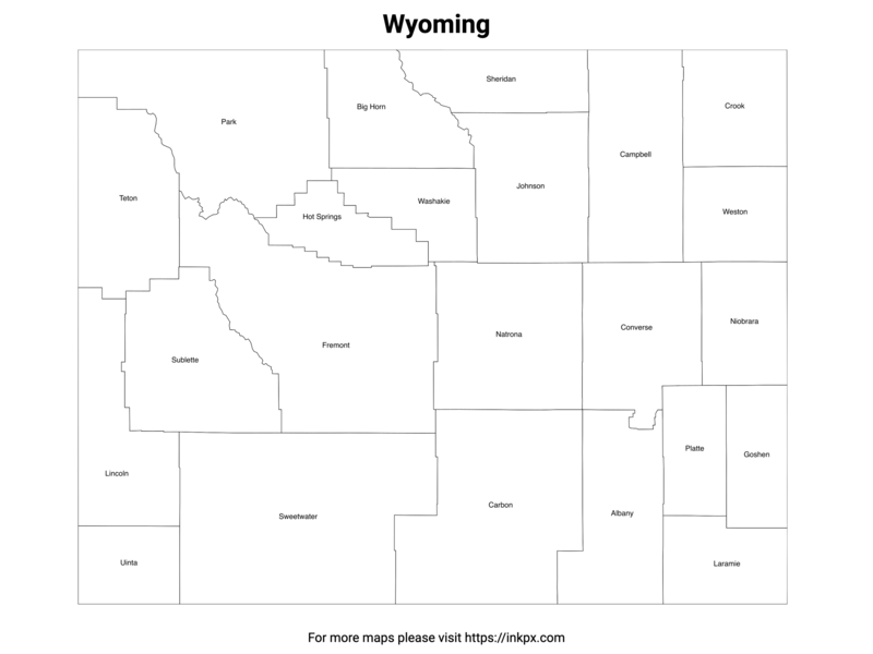 Printable Map of Wyoming County with Labels