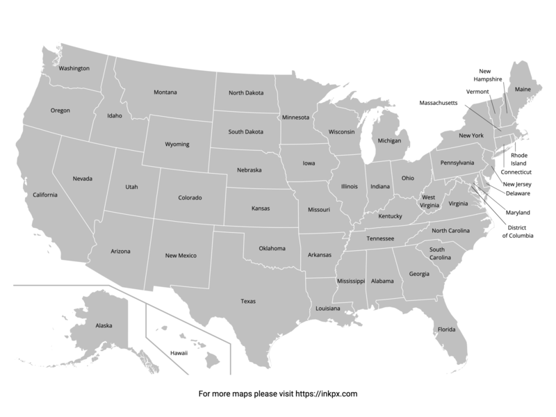 Printable US Map with State Names