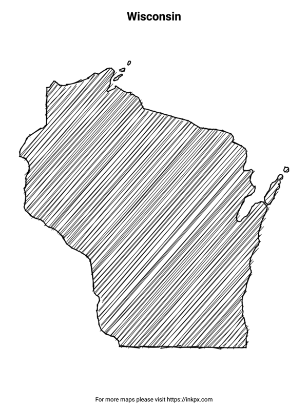 Printable Hand Sketch Wisconsin