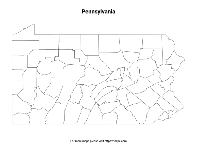 Pennsylvania State Map And Outline Blank County Map Of Pennsylvania