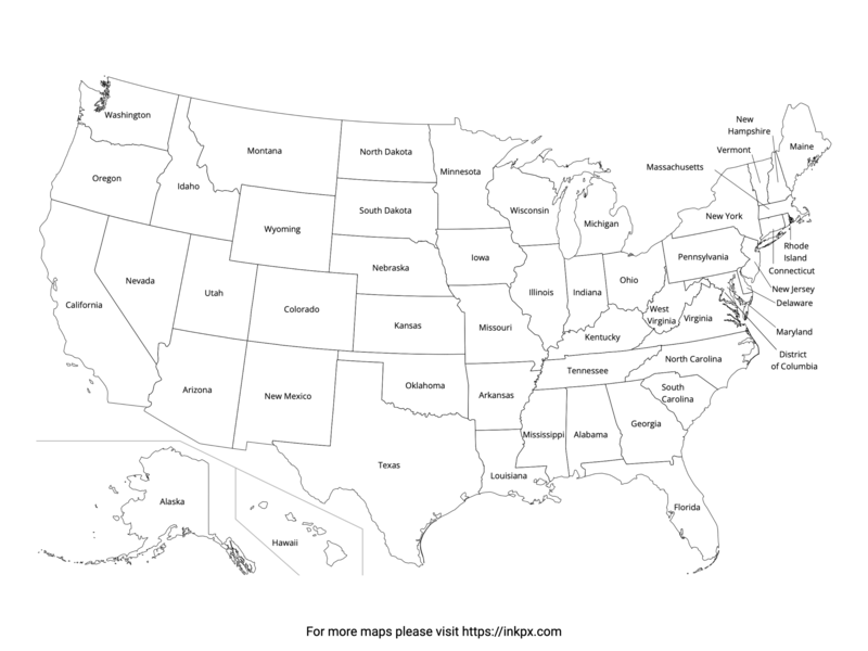 Printable US Map State Outline with Names