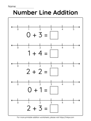 Printable Kindergarten Number Line Addition Worksheet Winthin 5