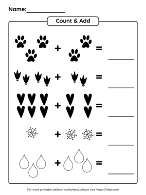 Printable Patterns Picture Count & Add Kindergarten Addition Worksheet
