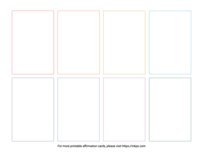 Printable Colorful Border Landscape (8 Cards) Blank Affirmation Card Template