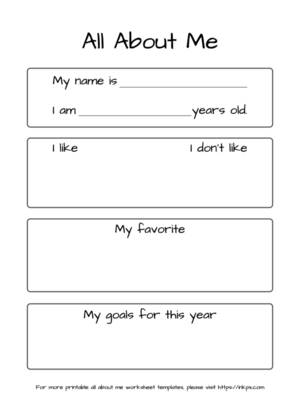 Free Printable Round Rect All About Me Worksheet Template