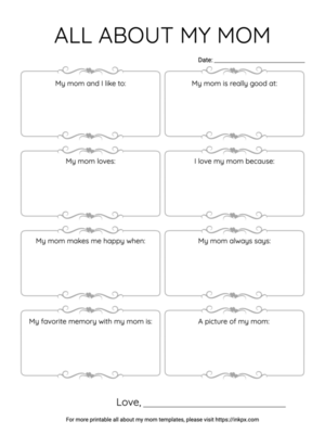 Free Printable Clean All About My Mom Worksheet