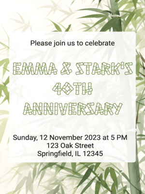 Free Printable Bamboo 40th Anniversary Template