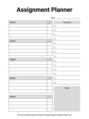 Free Printable Simple Daily Assignment Planner