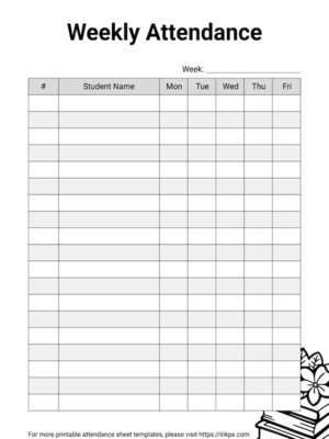 Free Printable Minimalist Black and White Student Attendance Sheet Template