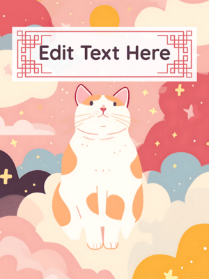 Editable Cat & Colorful Clouds Binder Cover Template