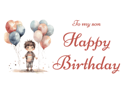 Free Printable Boy Holding Balloon Birthday Greeting Card Template