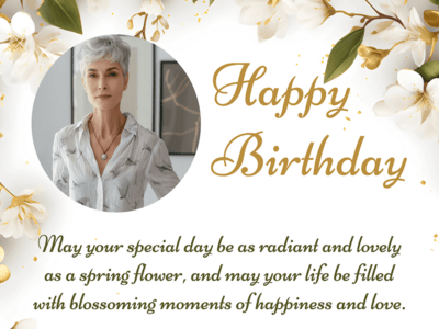 Customizable Spring Flower Birthday Card with Photo for Mom