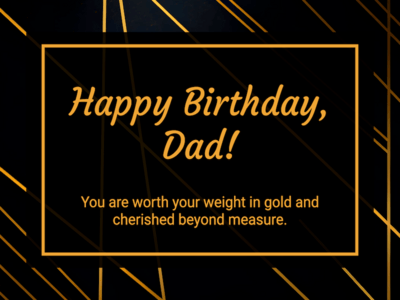 Printable Black Golden Background Birthday Card Template for Dad