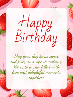 Printable Strawberry Birthday Card for Your Wife