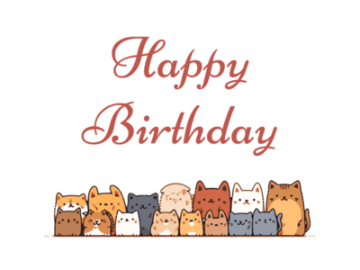 Printable Cute Cats Birthday Card Template for Kids