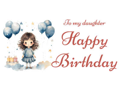 Free Printable Girl Holding Balloons Birthday Card Template
