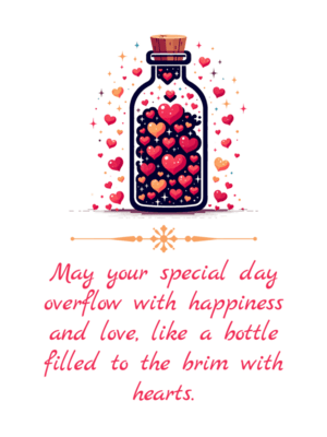 Editable Heart Bottle Birthday Card for Wife
