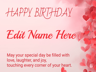 Free Printable Red Heart Background Birthday Card Template
