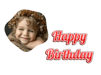 Editable Red Shiny Text Birthday Card with Photo