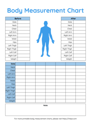 Free Printable Colorful Table Style Body Measurement Chart For Male