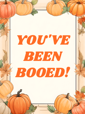 Free Printable Bright Style Colorful Halloween You've Been Booed Sign