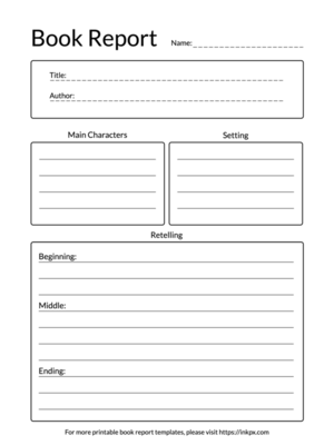 Printable Simple Lined Style Book Report Template