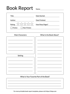 Printable Detailed Black and Whited Book Report Template