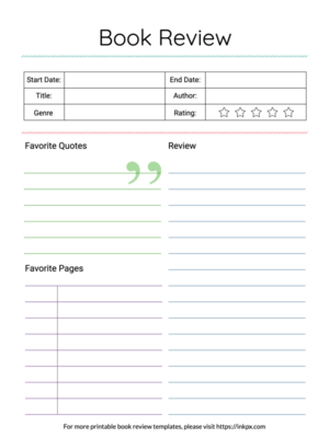 Printable Colorful Book Review Template