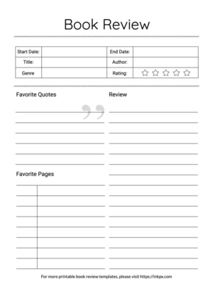 Printable Simple Book Review Template