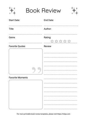 Printable Simple Minimalist Book Review Template