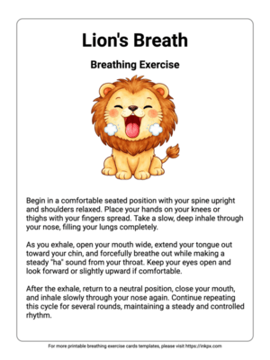 Free Printable Lion's Breath Breathing Exercise Template