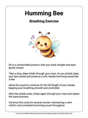 Free Printable Humming Bee Breathing Exercise Template