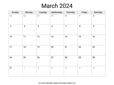 Printable March 2024 Calendar with US Holidays