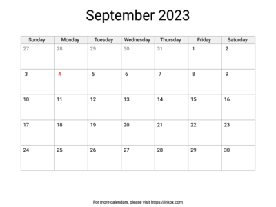 Printable September 2023 Calendar with US Holidays