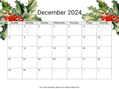 Free Printable 2024 Calendars · InkPx