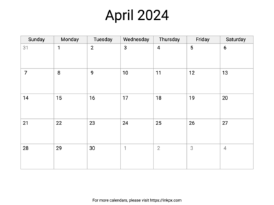 Printable April 2024 Calendar with US Holidays
