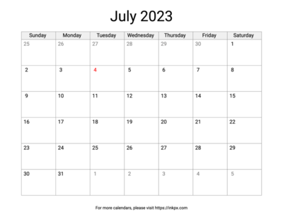 Printable July 2023 Calendar with US Holidays