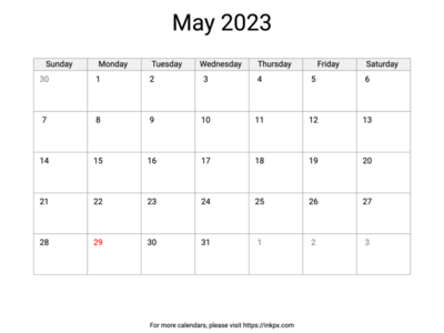 Printable May 2023 Calendar with US Holidays