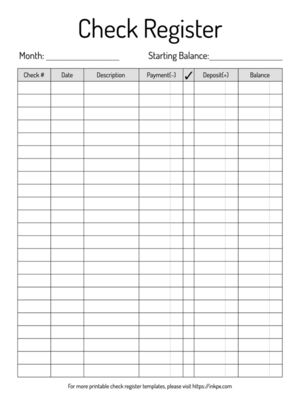 Free Printable Formatted Table Style Check Register