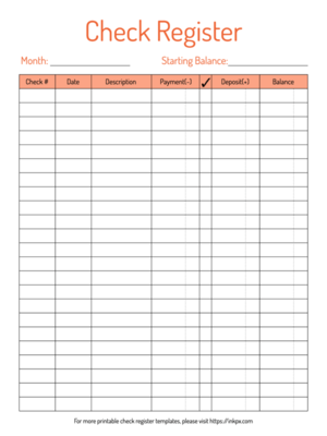Free Printable Colorful Formatted Table Style Check Register