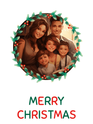 Free Printable Wreath Christmas Card with Photo