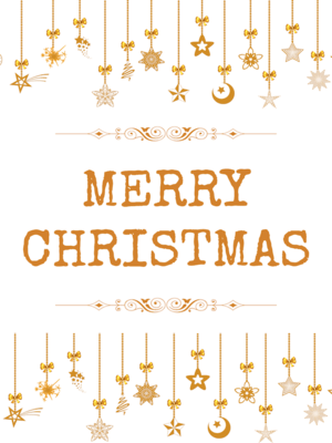 Free Printable Golden Decorations Christmas Card