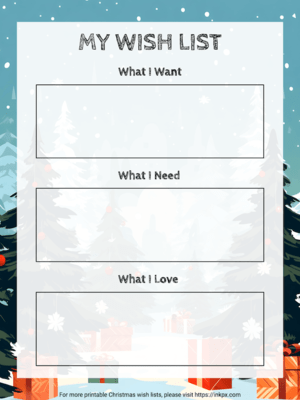 Free Printable Christmas Background Wish List Template