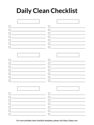 Editable Blank Simple Daily Clean Checklist Template